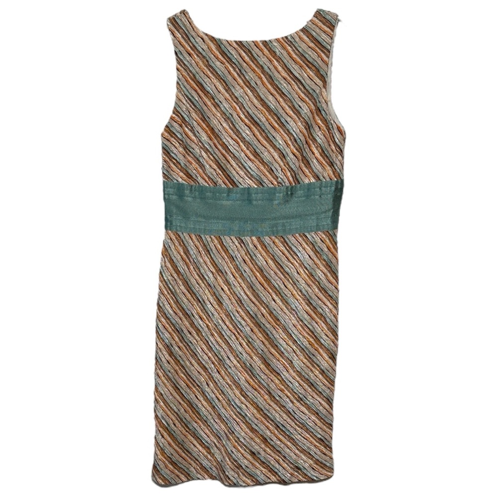 KAY UNGER stripe aqua, orange & cream vintage style sleeveless dress size 10